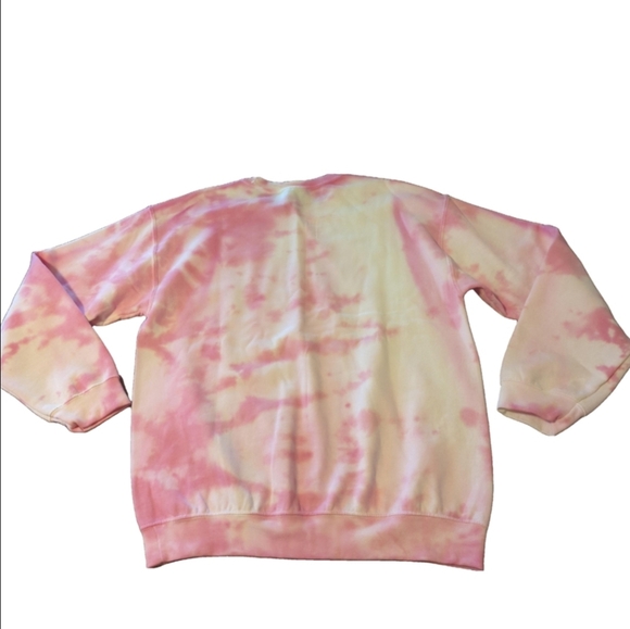 Kawaii Bats Pink Tie Dyed Oversized Crewneck Sweatshirt. Size Medium - Picture 3 of 5